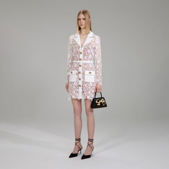 Self-Portrait Magnolia Lace Button-Front Minidress US 2 $510 - Picture 2 of 9